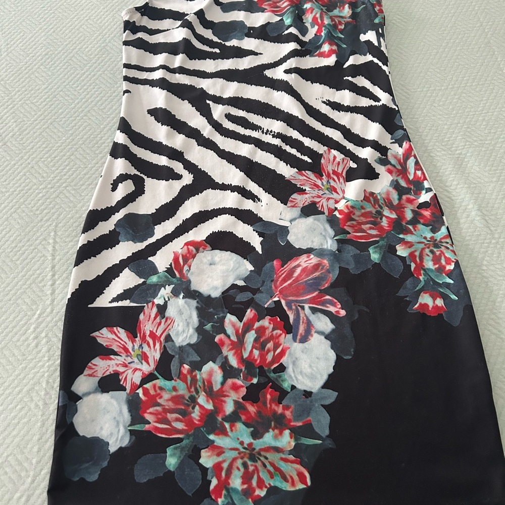 Floral and Zebra Print Dress